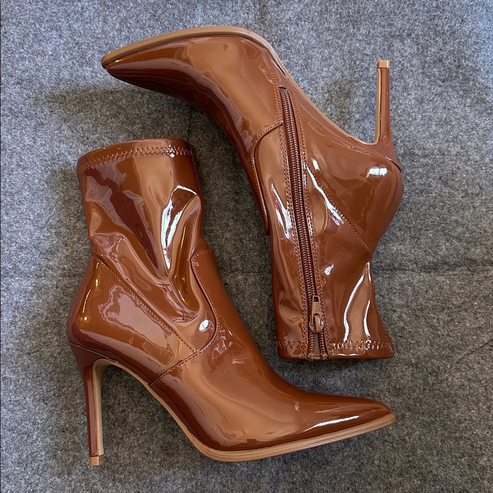 Steve Madden Glossy Brown Heeled Boots